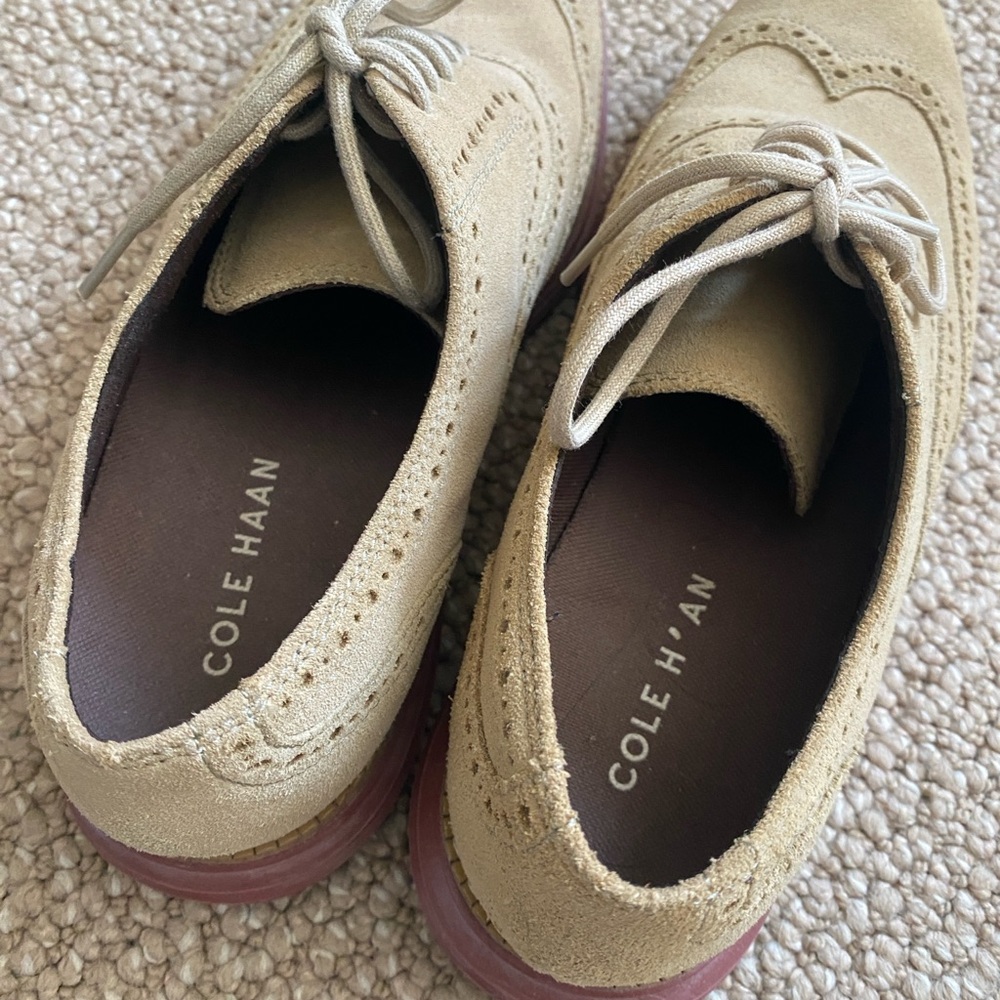 Cole Haan Men's Beige Suede Oxfords
